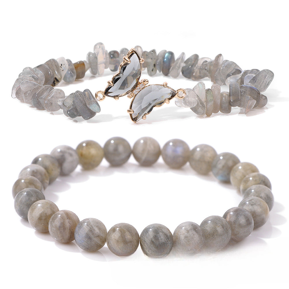 Wholesale Natural Stone Amethyst Gravel Double Layer Lapis Lazuli Bracelet